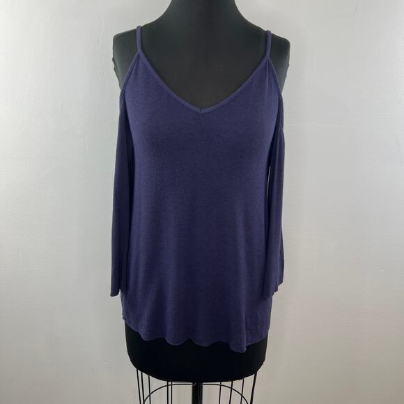 Bailey 44 Cold Shoulder Genie Top Purple Amethyst Bell Sleeves Top Size XS NEW - Picture 2 of 12